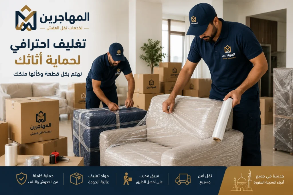 افضل شركة نقل عفش بالمدينة المنورة (لايجار ) ارخص شركات نقل الاثاث 5 شركة نقل عفش بالمدينة المنورة توفر خدمة تغليف الأثاث وحمايته